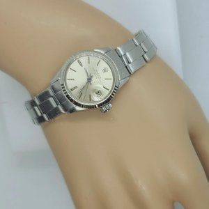 ROLEX Oyster Perpetual Date 24mm Women's Watch Stainless Steel Silve